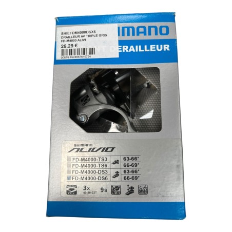 SHIMANO FD-M4000-DS6 66-69° DERRAILLEUR AVANT TRIPLE GRIS ALIVI