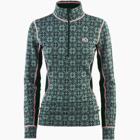 KARI TRAA ROSE H/Z TEE SHIRT MANCHES LONGUES MERINO VERT TAILLE XS