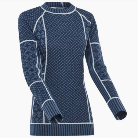 KARI TRAA SMEKKER LS TEE SHIRT MANCHES LONGUES MERINO BLEU TAILLE XL