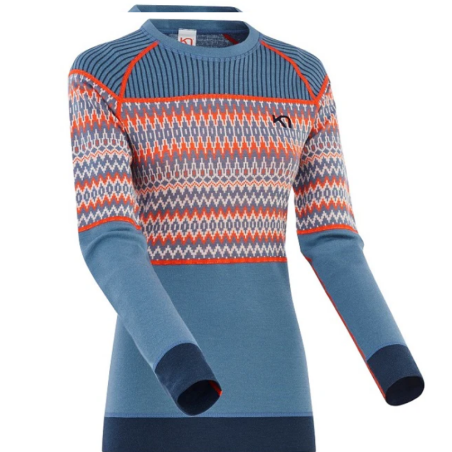 KARI TRAA SILJA LS TEE SHIRT MANCHES LONGUES MERINO BLEU TAILLE XL