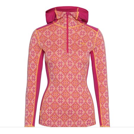 KARI TRAA ROSE HOOD TEE SHIRT MANCHES LONGUES MERINO ROSE TAILLE XL