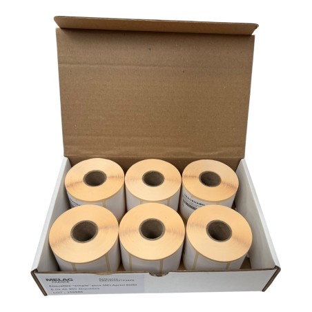 MELAG EBE050032TP25PS  6 ROULEAUX DE 900 ETIQUETTES SIMPLE POUR MELAPRINT 60/80