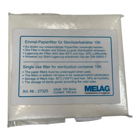 MELAG 27325 SINGLE USE FILTER FOR STERILIZATION CONTAINER 15K 100 PIECES