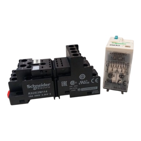 SCHNEIDER ELECTRIC RXZE2M114 avec SCHNEIDER ELECTRIC RXM4AB2BD Relais