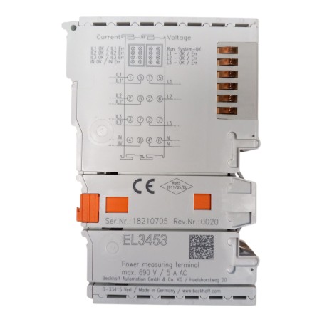 BECKHOFF EL3453 EtherCAT Terminal 3-channel analog input power measurement 690V