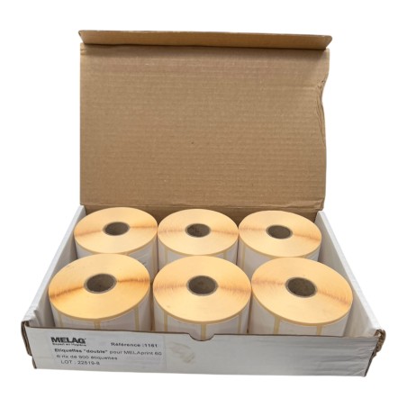 MELAG EBE050032TDD25PS  6 ROULEAUX DE 900 ETIQUETTES DOUBLE POUR MELAPRINT 60