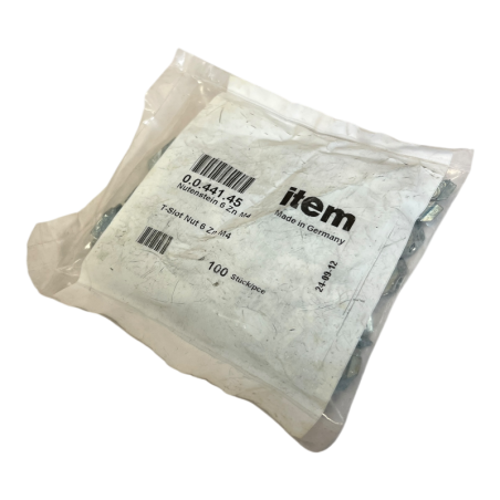ITEM 0.0.441.45 Ecrou 6 Zn M4, acier zingué pour profilé aluminium (100 unités)