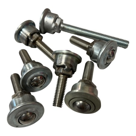 LOT DE 7 METAL INOX Billes de manutention fixation sur vis TH M10
