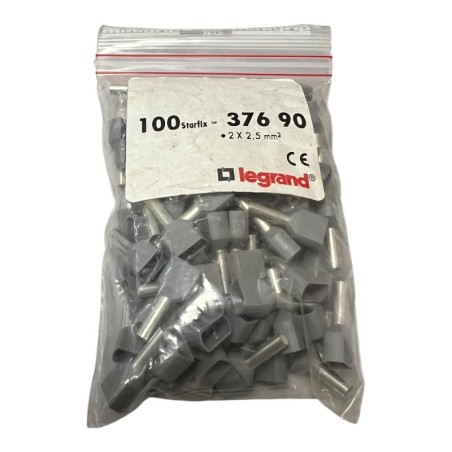100 Pcs LEGRAND 037690 Embout de câble à collerette isolante 2x2.5mm² Starfix