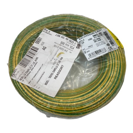 BALDASSARI CAVI H07VK2,5VJC100 Fil souple 2.5mm2 vert/jaune (80 m)
