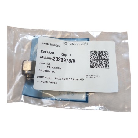 SWAGELOK SS-6M0-P-0001 Bouchon avec cable 6mm OD 6mm OD