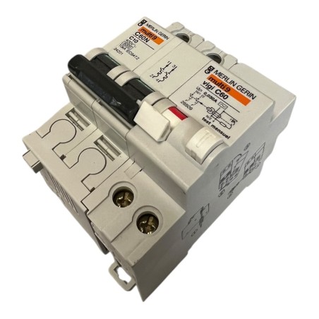 MERLIN GERIN multi 9 24201 Disjoncteur 2P 10A + 26509 Bloc différentiel 30mA 25A