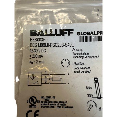 BALLUFF BES M08MI-PSC20B-S49G BES003P Capteur inductif