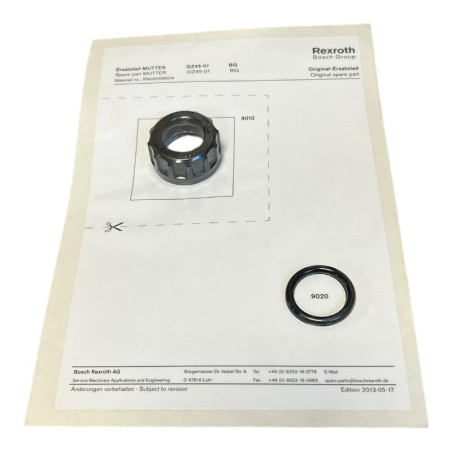 REXROTH GZ45-01R900068604 Ecrou de valve à cartouche + joint