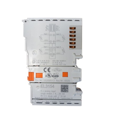BECKHOFF EL3154 EtherCAT Terminal 4-channel analog input current 4…20 mA 16 bit