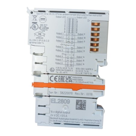 BECKHOFF EL2809 EtherCAT Terminal 16-channel digital output 24 V DC 0.5 A