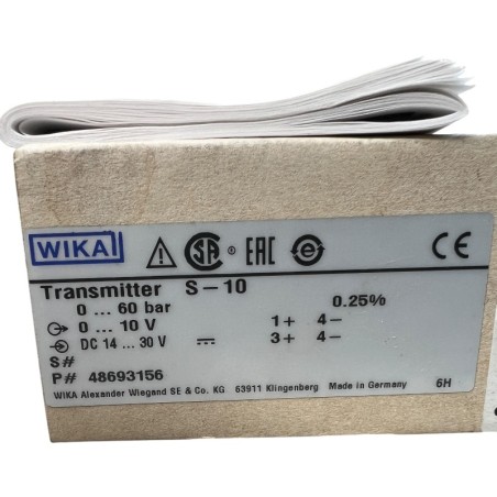 WIKA S-10 48693156 Transmetteur de pression 0-60 bar