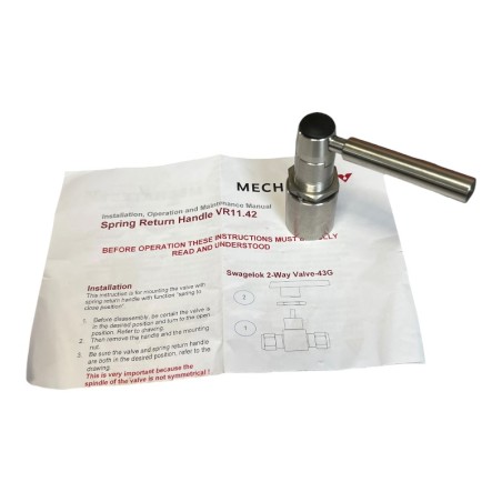 MECHATEST 9517546 VR11.42 Spring return handle 2-way for Swagelok valve 43-serie
