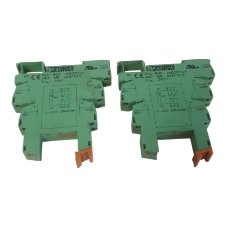 Lot de 2 PHOENIX CONTACT PLC-BSC- 24DC/21-21 Socle pour relais 29 67 01 5