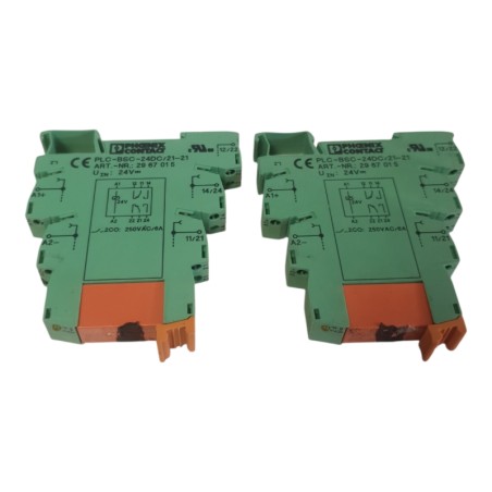 Lot de 2 PHOENIX CONTACT PLC-BSC- 24DC/21-21 Socle pour relais 29 67 01 5