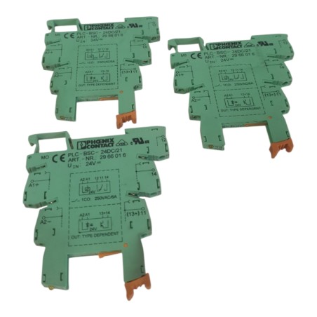 Lot de 3 PHOENIX CONTACT PLC-BSC- 24DC/21-21 Socle pour relais 29 67 01 6