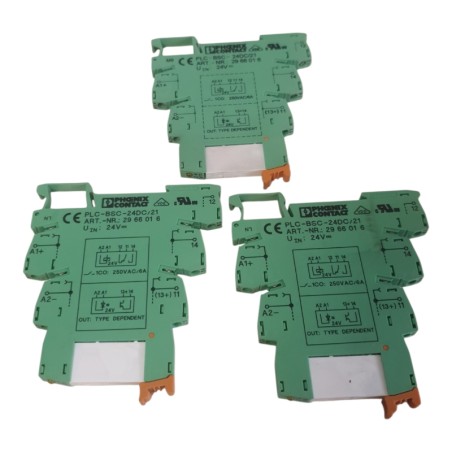 Lot de 3 PHOENIX CONTACT PLC-BSC- 24DC/21-21 Socle pour relais 29 67 01 6