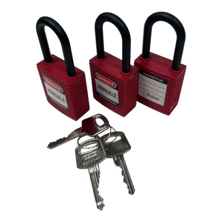 LOT DE 3 BRADY 813594 Cadenas de condamnation avec anse en nylon