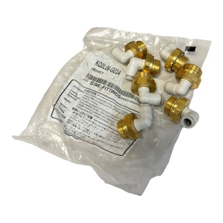 LOT DE 7 SMC KQ2L06-G03A Raccords instantanés blanc Coudé mâle 6mm/G3/8