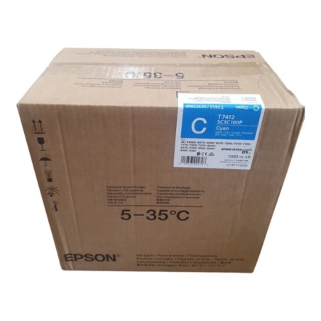 EPSON T7412 SC5C100P Cyan Cartouche d'encre d'origine BB 2027.08.11 + Puce
