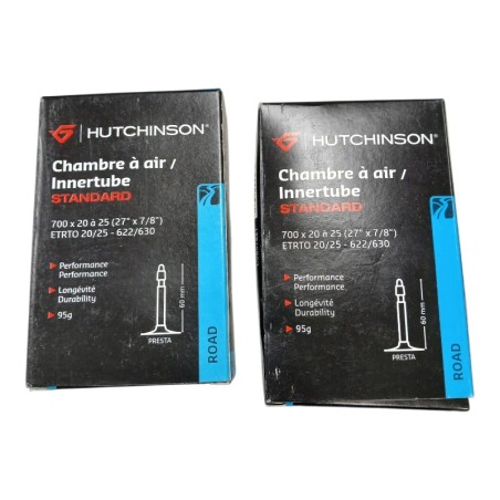 HUTCHINSON ROAD LOT DE 2 CHAMBRES A AIR INNERTUBE STANDARD 700x 20 à 25 ETRTO 20/25- 622/630